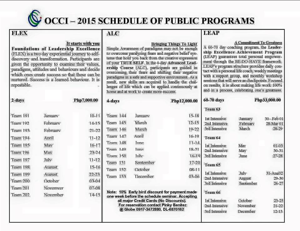 2015 FLEX, ALC, LEAP Schedules Wifely Steps